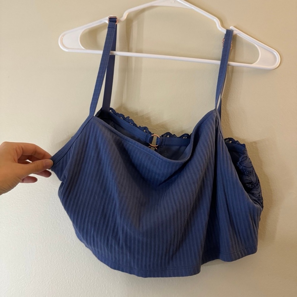 Blue Strappy Lace-Trimmed Top